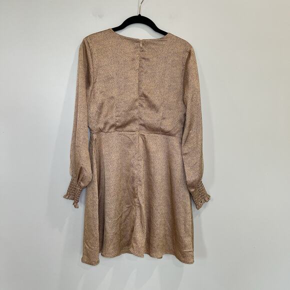 Francesca’s Collection Bronze And Black Dotted Satin Mini Babydoll Dress Size M - Picture 3 of 7